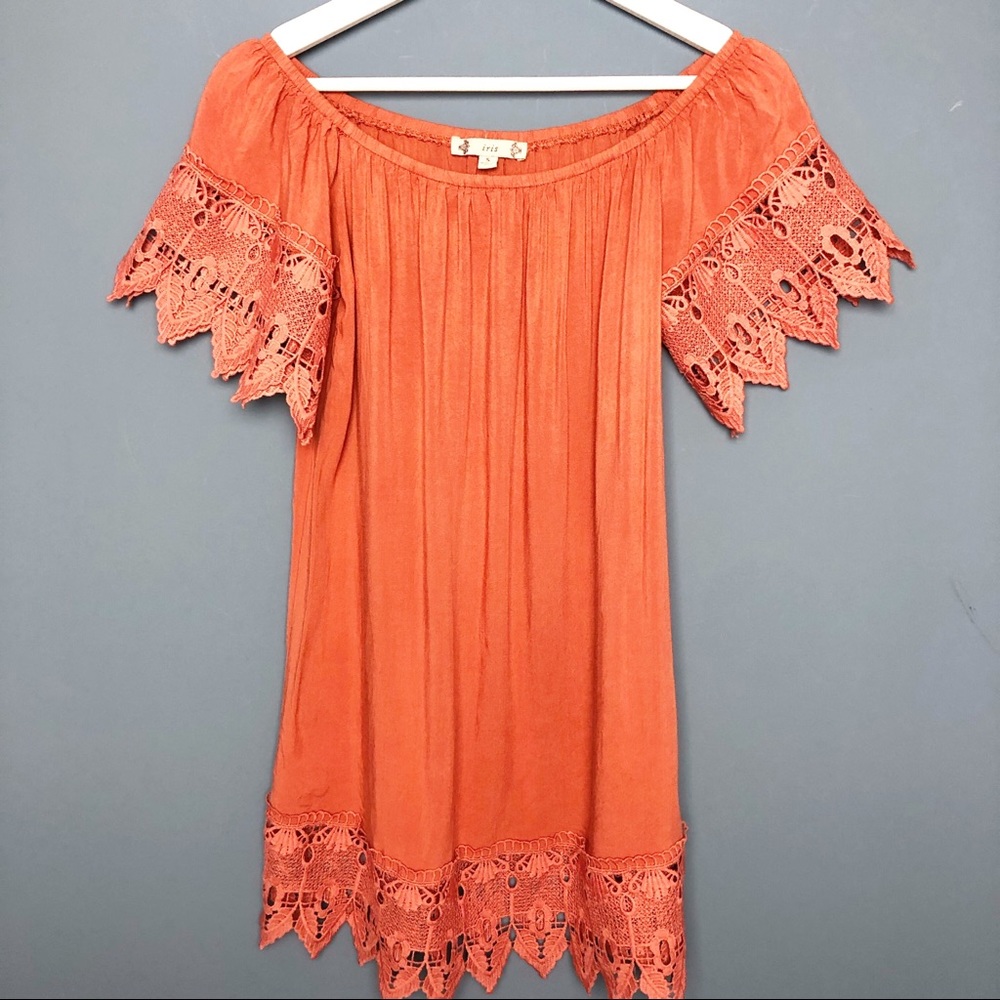 Iris Orange Tunic/Top Lace Detail Size Small - Picture 1 of 7